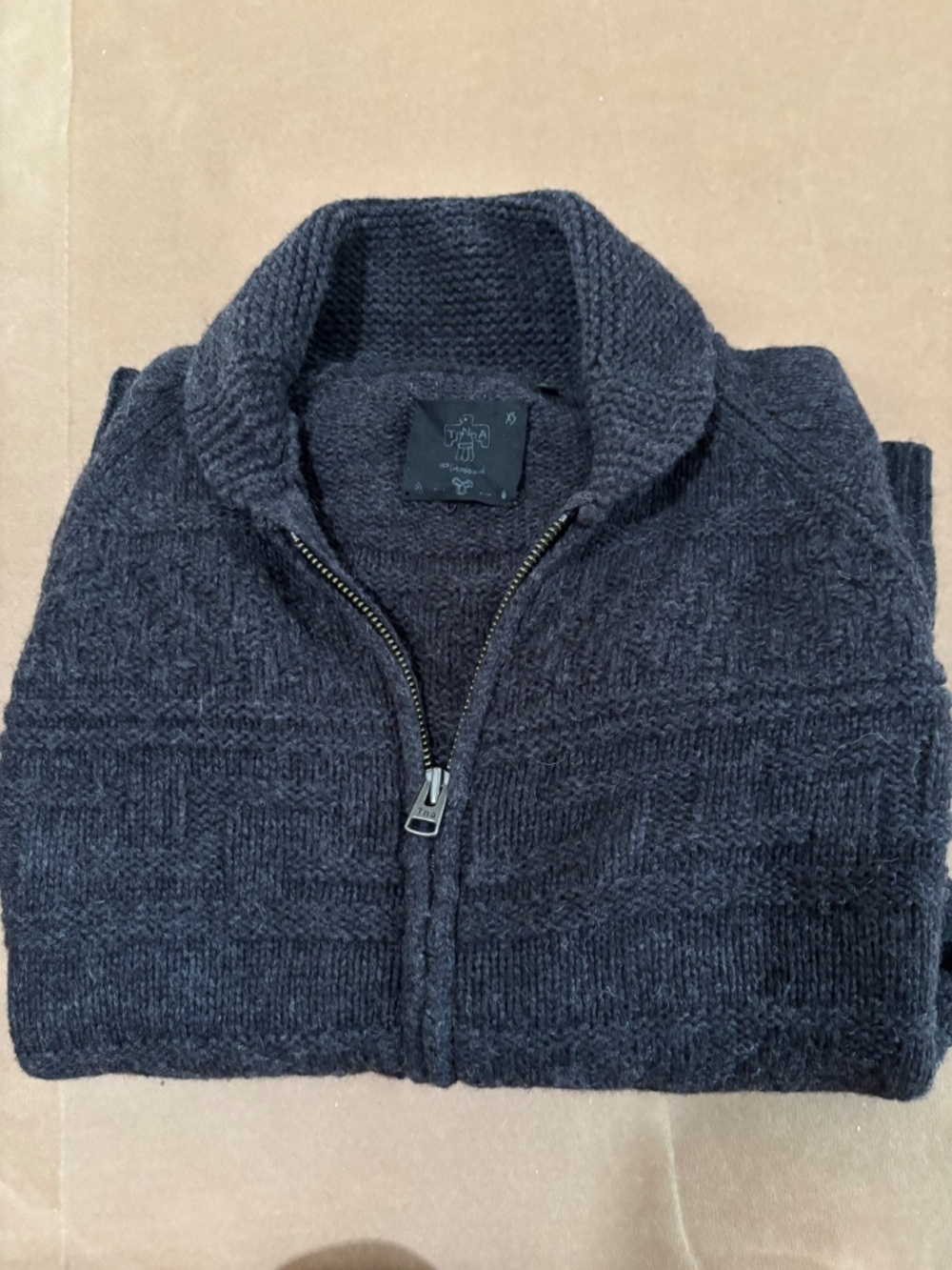 TNA Aritzia 100% Lambswool Full Zip Cardigan Sweater Charcoal Grey XS - Picture 6 of 8